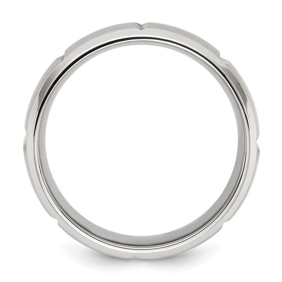 Kazi Luxury Chisel Titanium Brushed and Polished Grooved 8mm Band - Picture 2 of 9